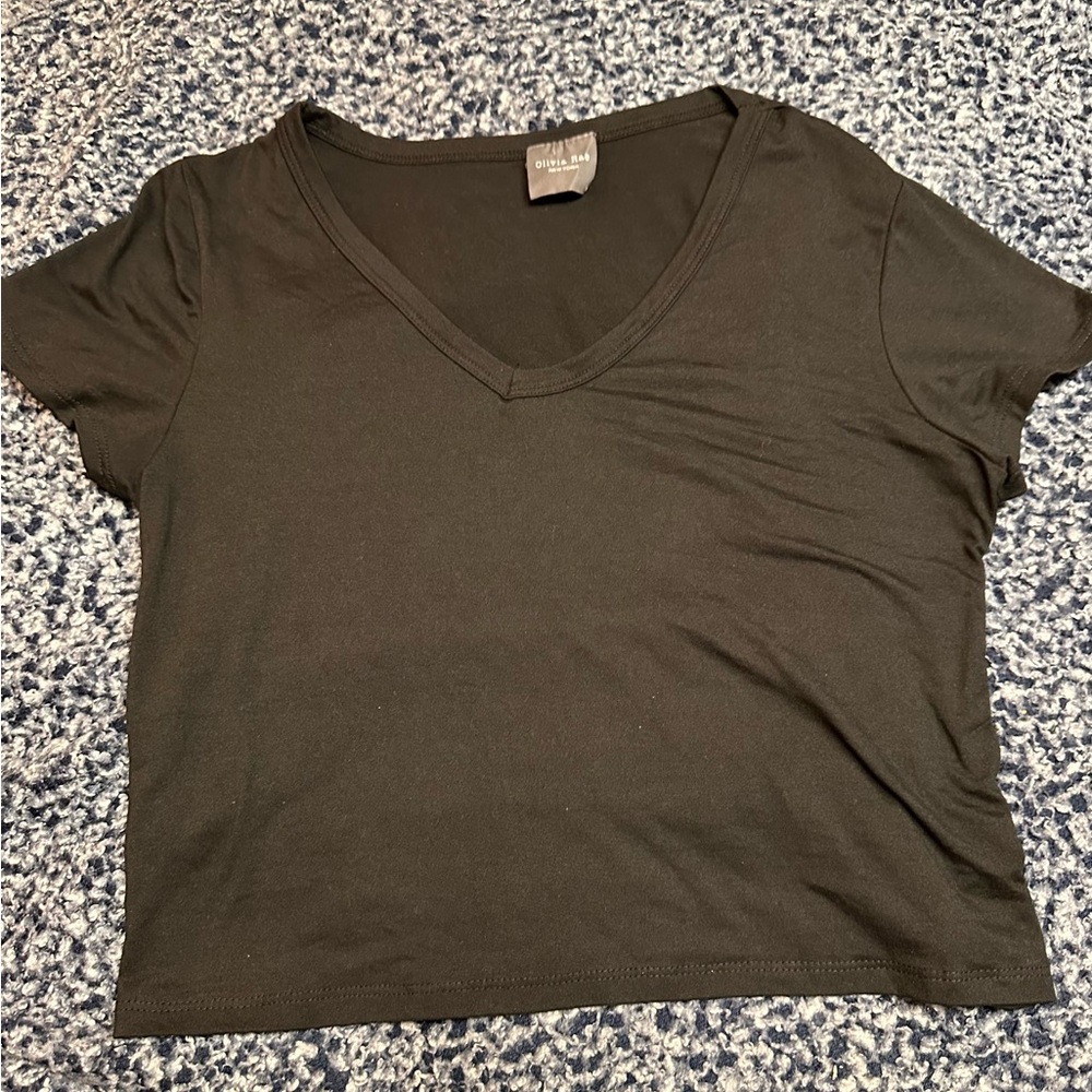 Olivia Rae V Neck Black Crop Top